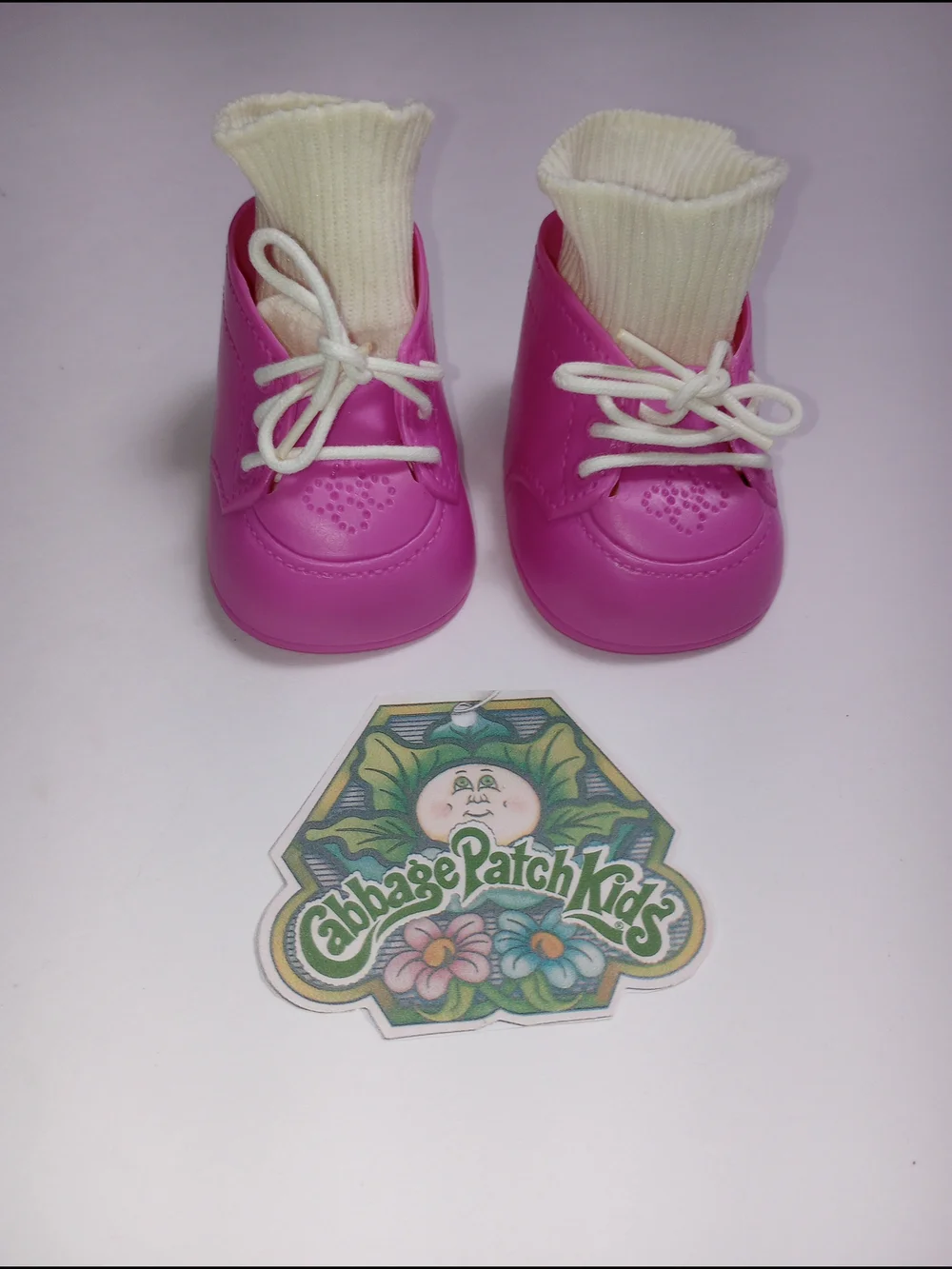 Vintage Cabbage Patch Kids Doll Pink Lace Up Shoes w/ Socks CPK